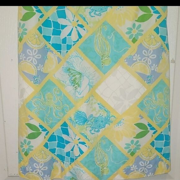 Vintage Lilly Pulitzer strapless patchwork summer ocean dress Sz 2 - Picture 2 of 8